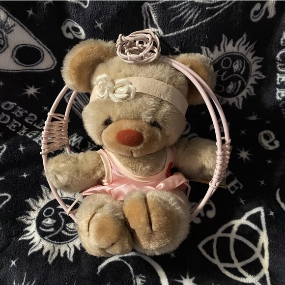 Dan Dee Other - Pink Wicker Swing Teddy Bear Storybook Original Vintage Dan Dee Plush 10” Toy